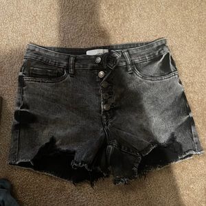 Vervet stone washed black jean shorts